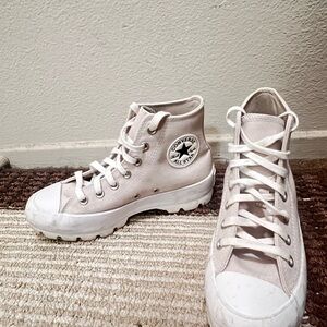 Converse Cream High-Top Sneakers with Rugged Sole